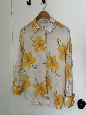MARNI floral scribble print ramie button down